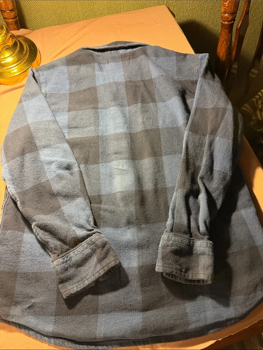 Old Navy Men's Blue and Gray Plaid Button-Down Shirt
